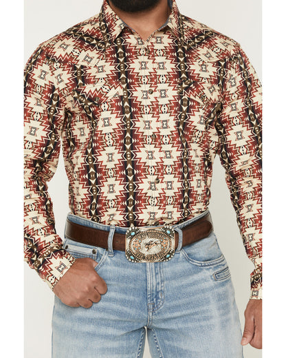 Cody James Men's Thatcher Southwestern Print Long Sleeve Snap Western