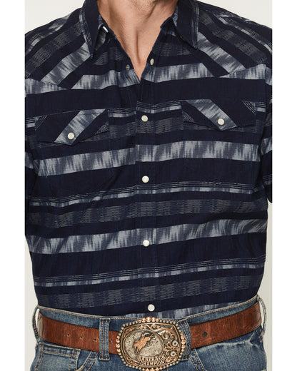 Cody James Men's Ikat Striped Short Sleeve Pearl Snap Western Shirt