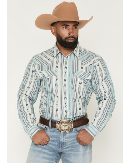 Cody James Men's Heath Southwestern Striped Long Sleeve Snap Stretch W