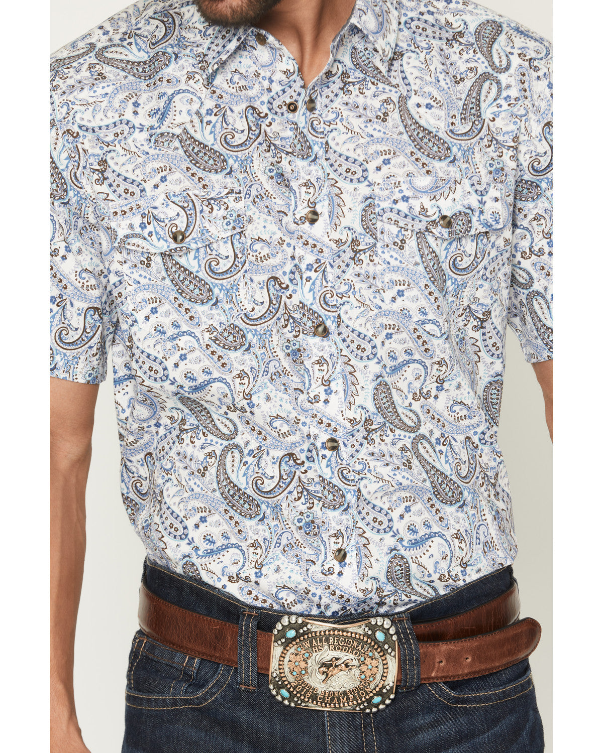 Cody James Men's Ryder Paisley Print Short Sleeve Snap Western Shirt