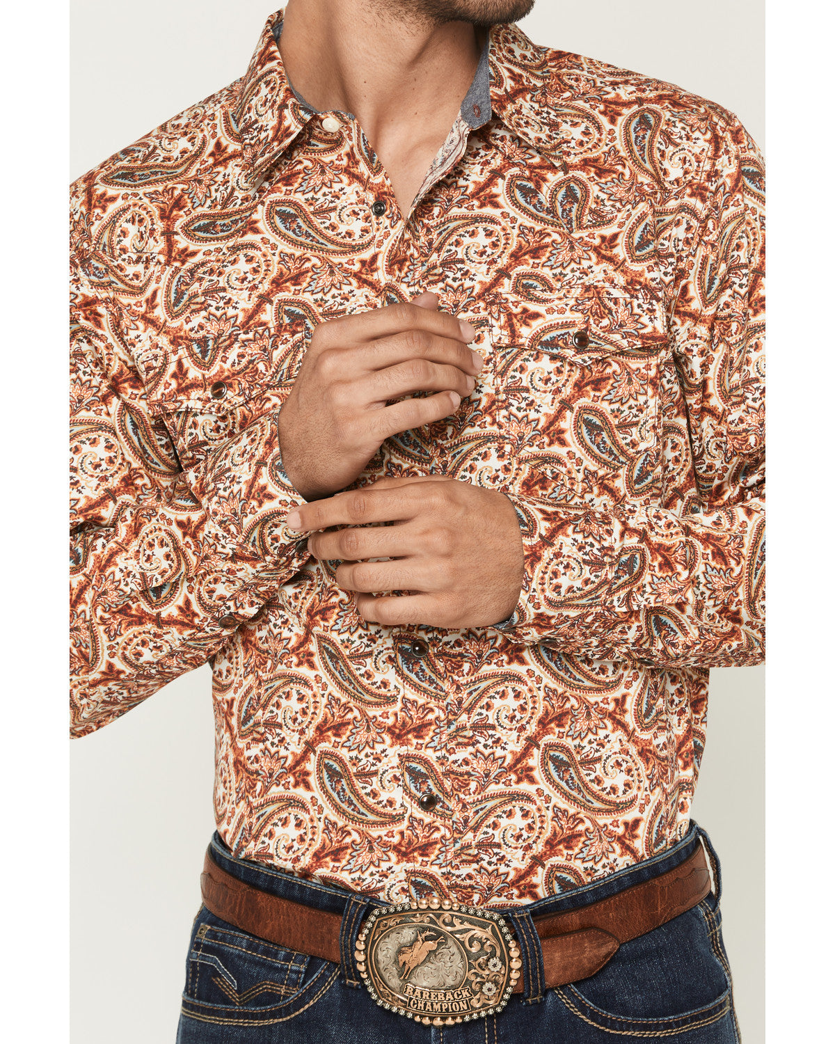 Cody James Men's Cowboy Boogie Paisley Print Long Sleeve Snap Western