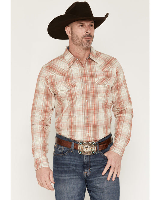 Cody James Men's Legend Dobby Plaid Print Long Sleeve Snap Western Shi