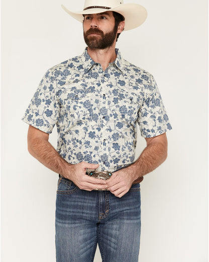 Cody James Men's Botanical Floral Print Short Sleeve Snap Western Shir