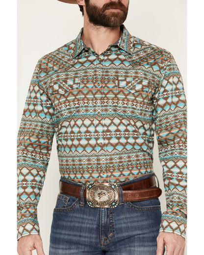 Cody James Men's Woodward Southwestern Long Sleeve Snap Western Shirt