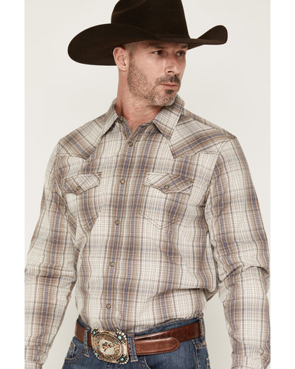 Cody James Men's Legend Dobby Plaid Print Long Sleeve Snap Western Shi