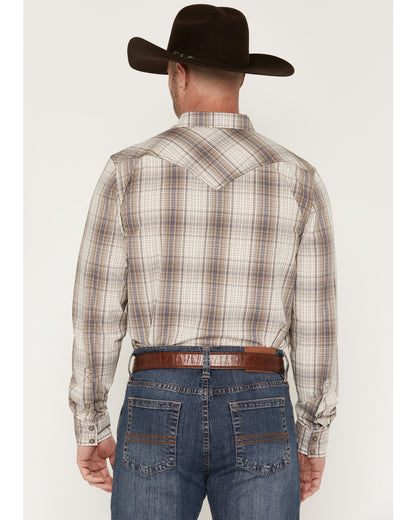 Cody James Men's Legend Dobby Plaid Print Long Sleeve Snap Western Shi
