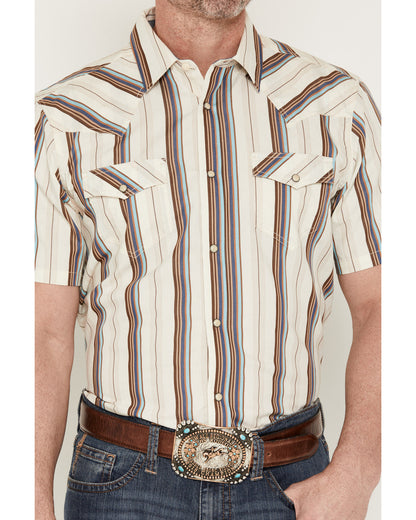 Cody James Men's Bootcutger Stripe Print Short Sleeve Snap Western Shi