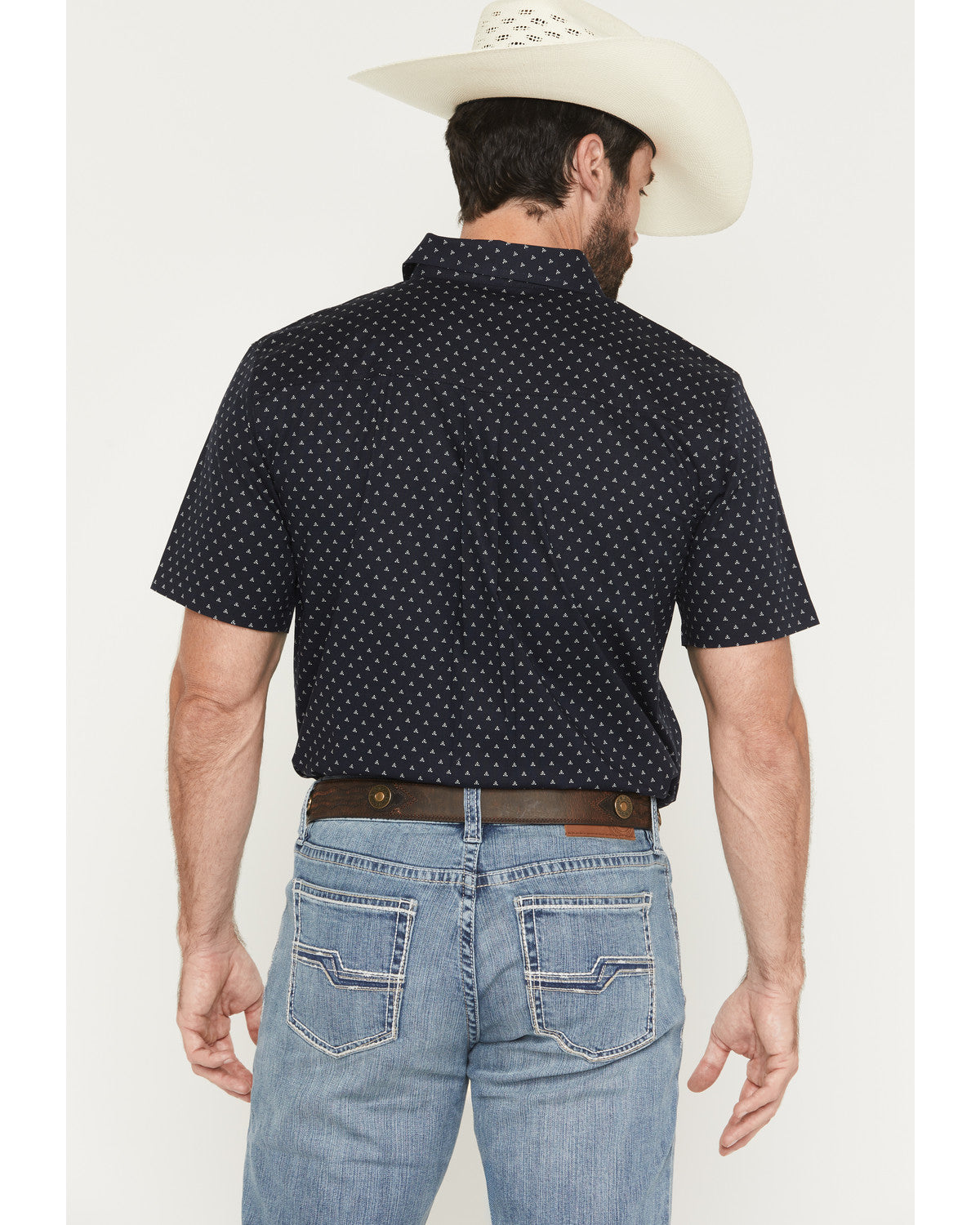 Cody James Men's Barrel Rider Geo Print Short Sleeve Button-Down Stret