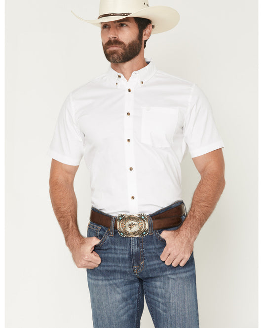 Cody James Men's Basic Solid Short Sleeve Button-Down Stretch Western