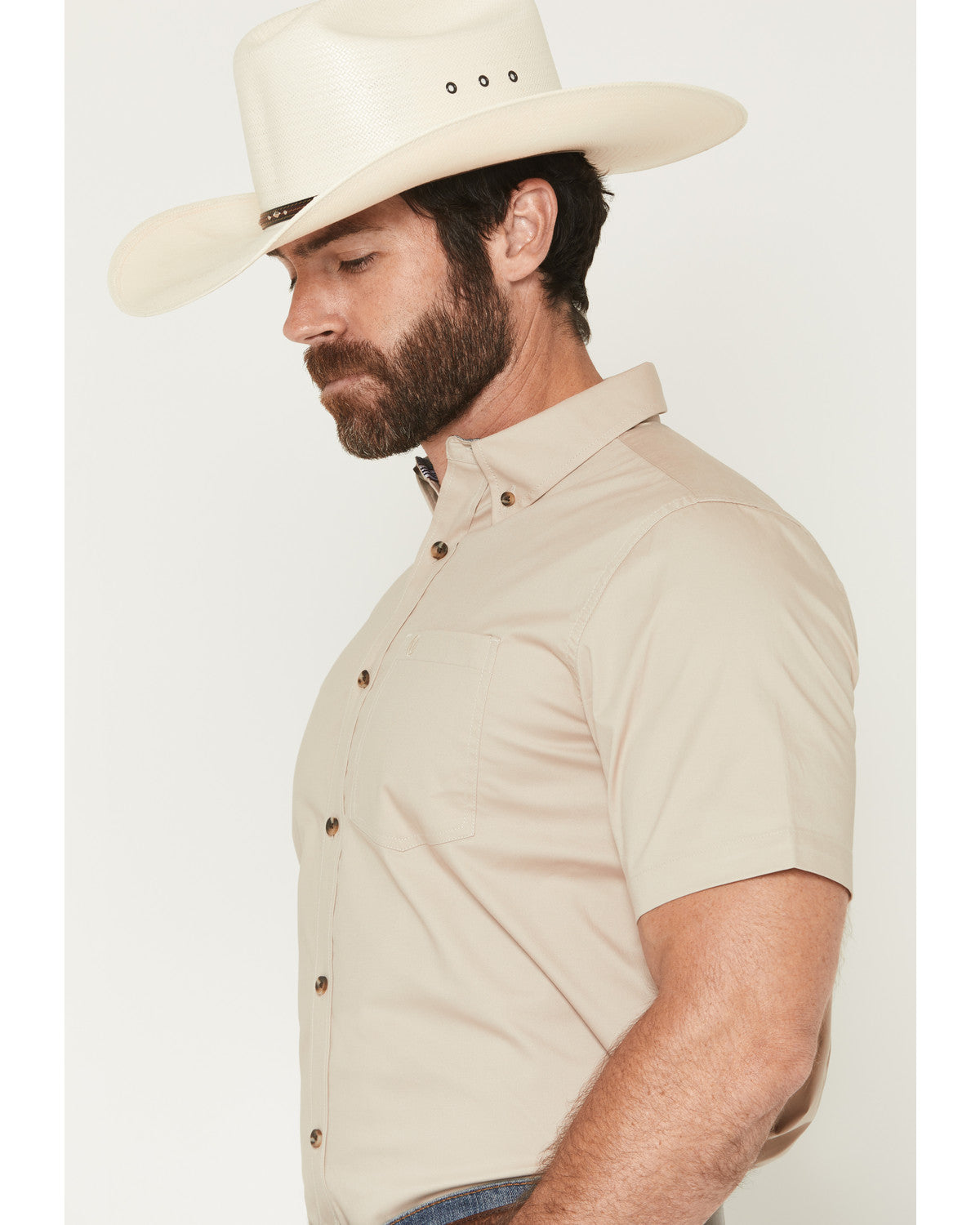 Cody James Men's Basic Solid Short Sleeve Button-Down Stretch Western