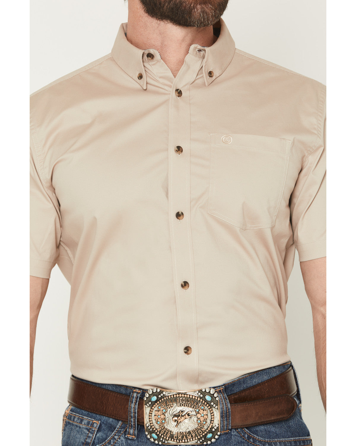 Cody James Men's Basic Solid Short Sleeve Button-Down Stretch Western