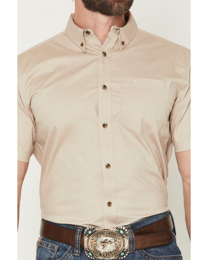 Cody James Men's Basic Solid Short Sleeve Button-Down Stretch Western