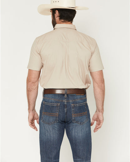 Cody James Men's Basic Solid Short Sleeve Button-Down Stretch Western