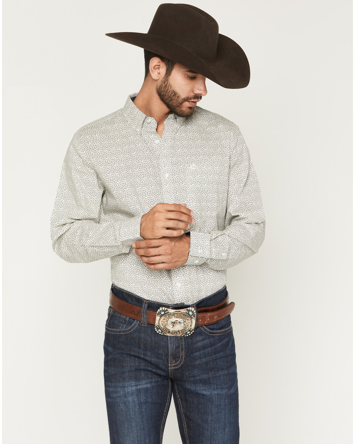 Cody James Men's Rhett Micro Paisley Print Long Sleeve Button-Down Str