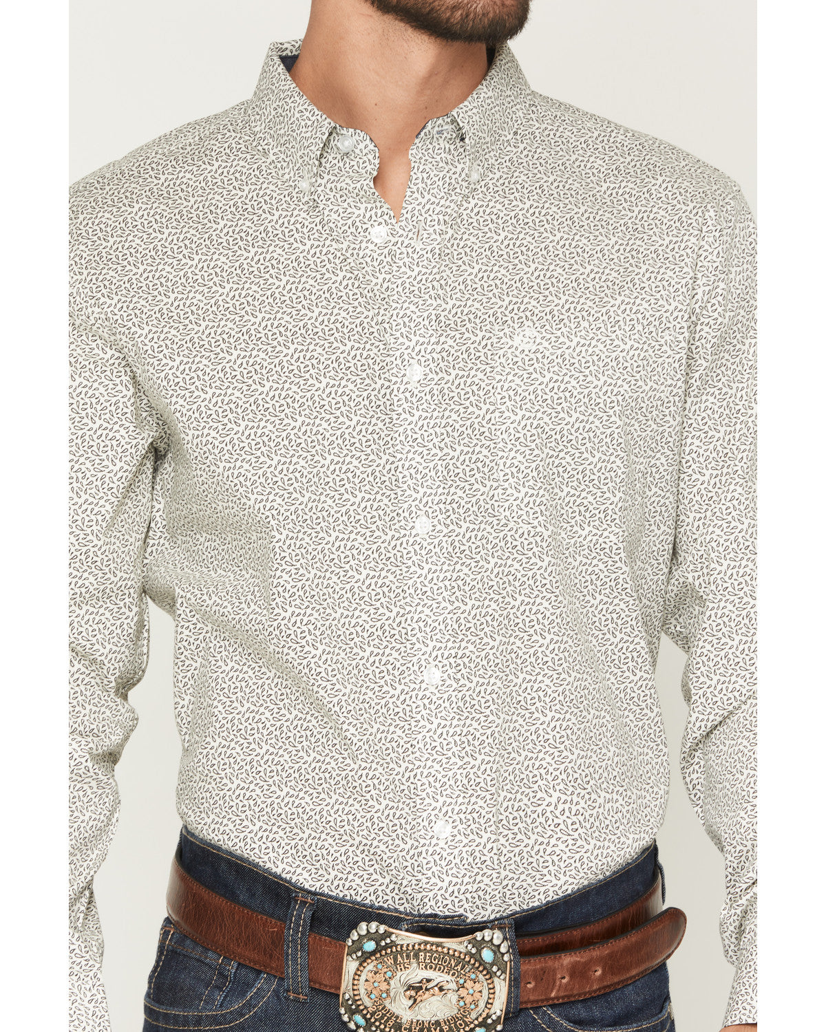 Cody James Men's Rhett Micro Paisley Print Long Sleeve Button-Down Str