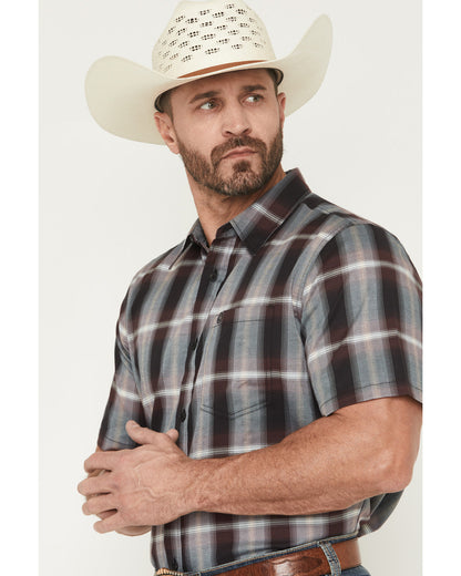 Cody James Men's Bowen Plaid Print Short Sleeve Button-Down Stretch We