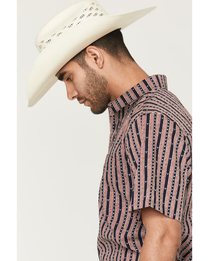 Cody James Men's Stripe Steerhead Short Sleeve Button-Down Stretch Wes