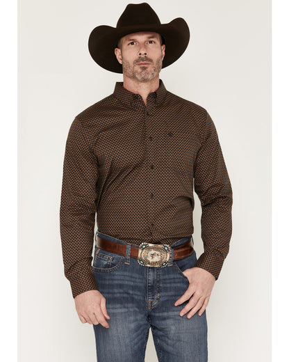 Cody James Men's Fast Forward Geo Print Long Sleeve Button-Down Stretc
