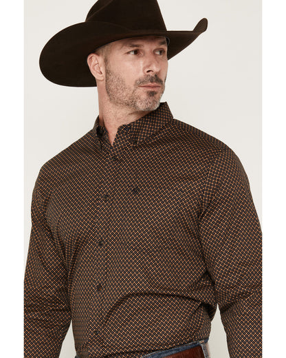 Cody James Men's Fast Forward Geo Print Long Sleeve Button-Down Stretc