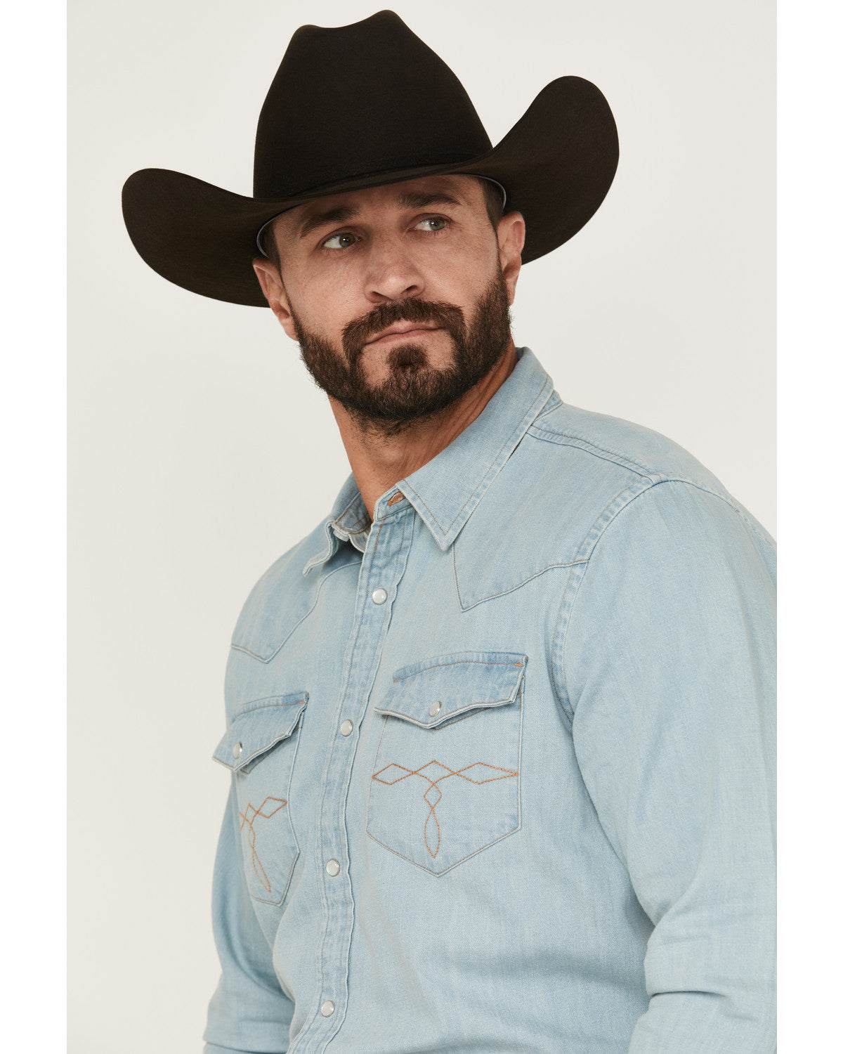 Cody James Men's Frosty Light Wash Long Sleeve Snap Denim Western Shir