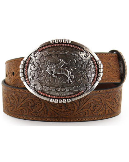 Cody James Men's Bronc Buckle Tooled Leather Belt