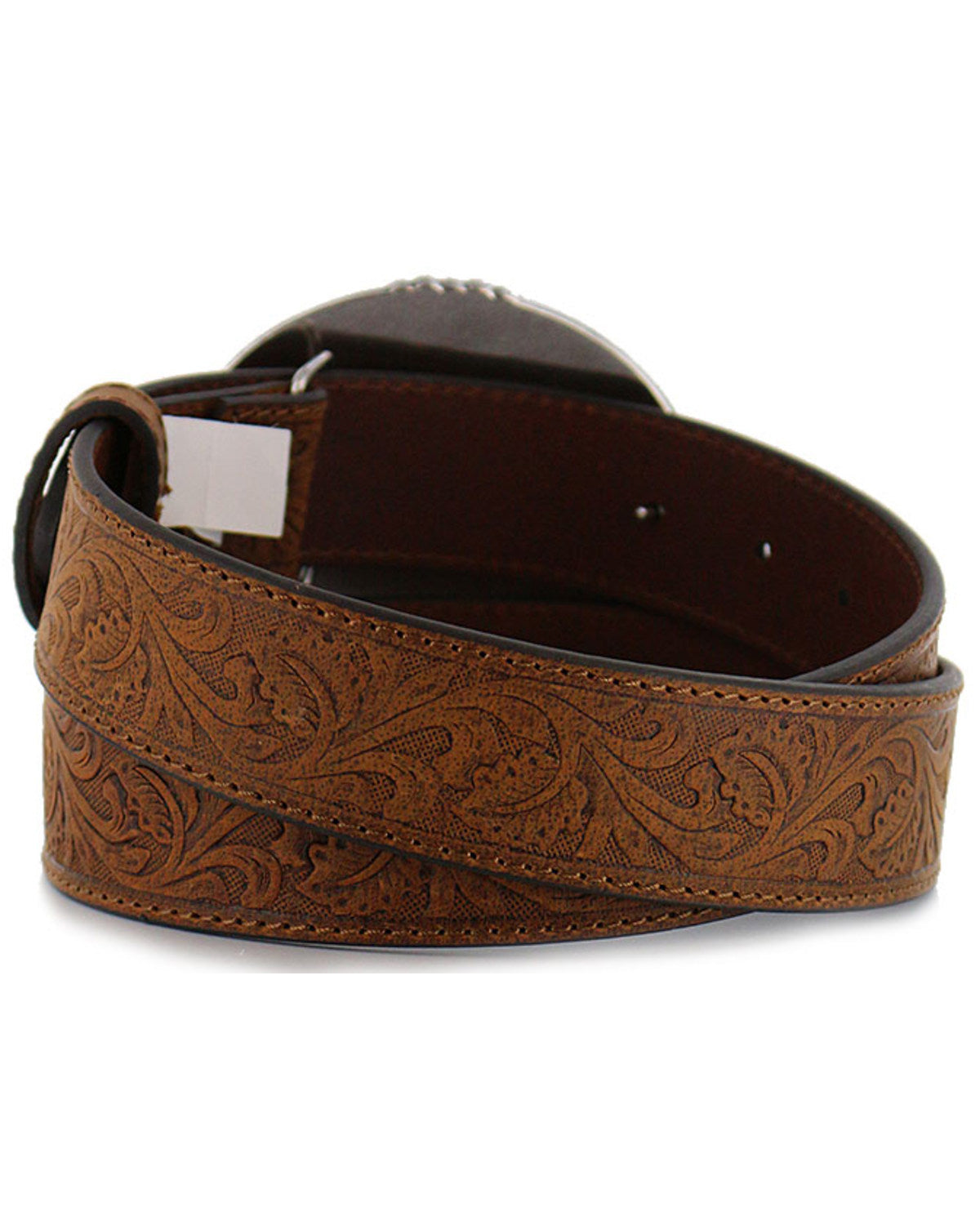 Cody James Men's Bronc Buckle Tooled Leather Belt