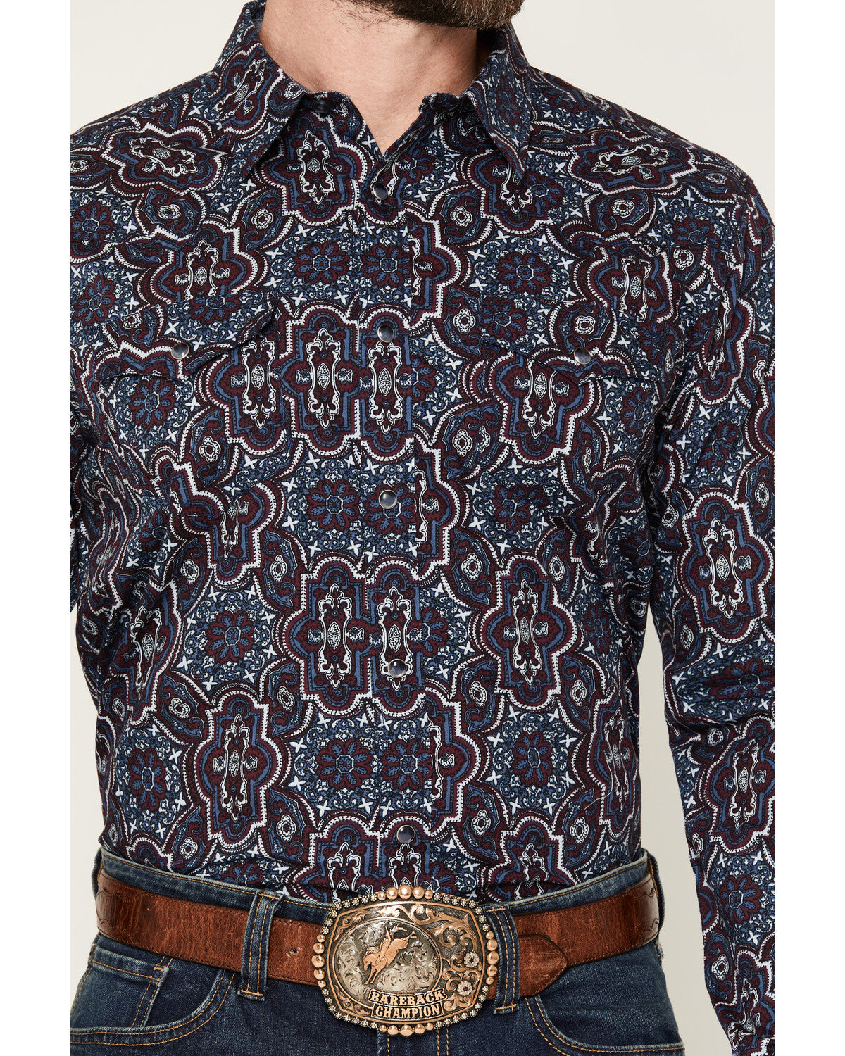 Cody James Men's Muddy Medallion Print Long Sleeve Snap Western Shirt