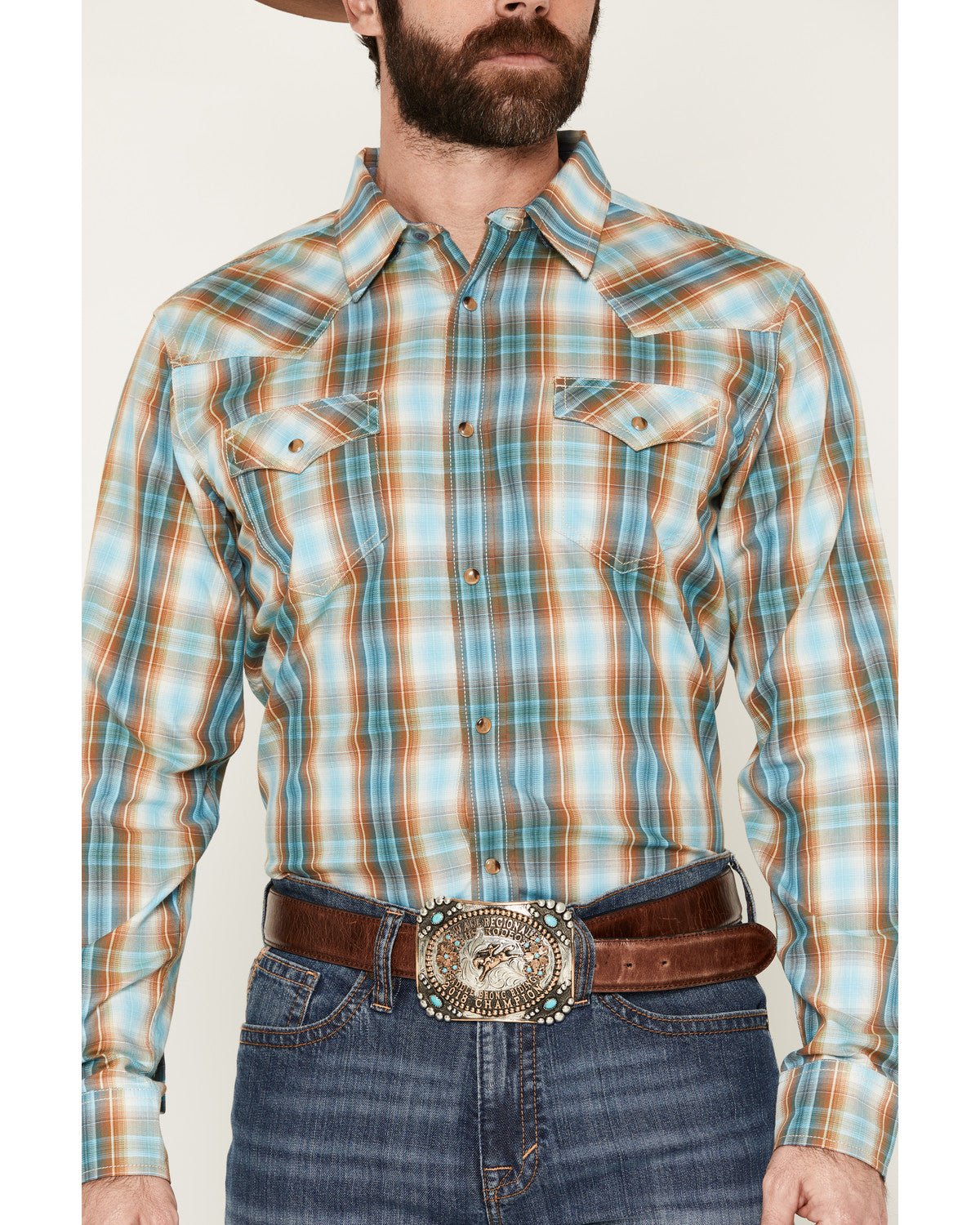 Cody James Men's Solstice Plaid Print Long Sleeve Snap Western Shirt