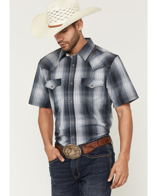 Cody James Men's Weed Wacker Plaid Print Short Sleeve Snap Western Shi