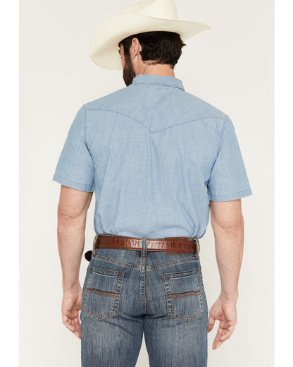 Cody James Men's Tucson Embroidered Denim Short Sleeve Snap Western Sh