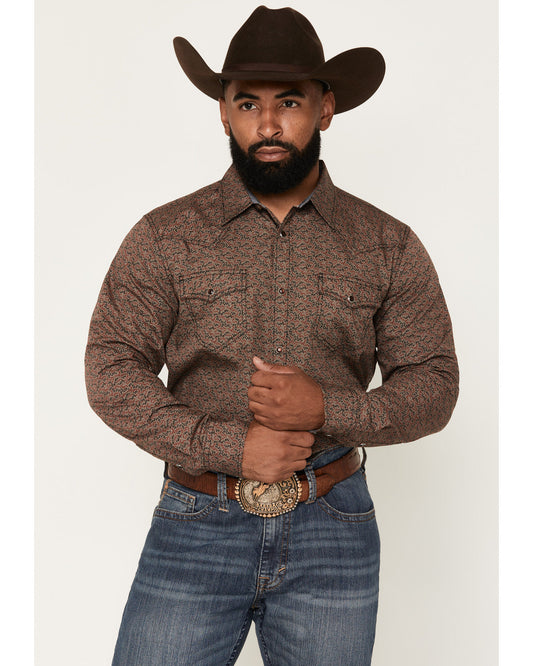 Cody James Men's Fireball Geo Print Long Sleeve Snap Western Shirt