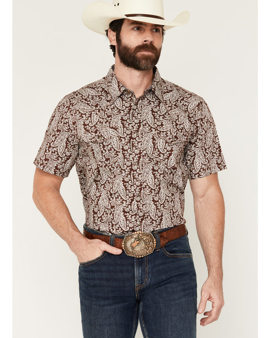 Cody James Men's Rusted Gate Paisley Print Short Sleeve Snap Western S