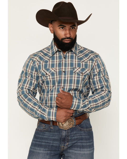 Cody James Men's Niagara Falls Plaid Print Long Sleeve Snap Western Sh