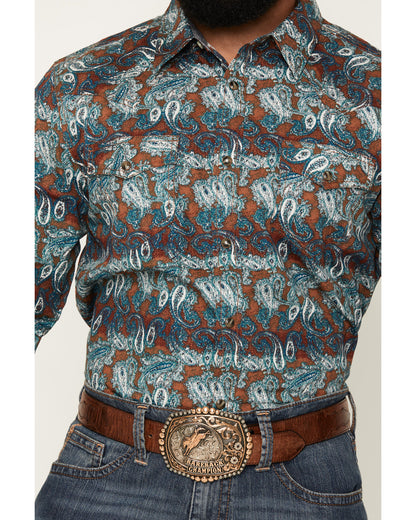 Cody James Men's Gilbert Paisley Print Long Sleeve Snap Western Shirt