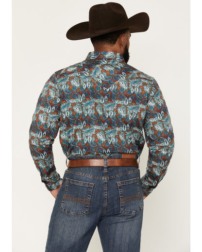 Cody James Men's Gilbert Paisley Print Long Sleeve Snap Western Shirt