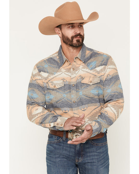 Cody James Men's Arrow Bear Southwestern Print Long Sleeve Snap Flanne