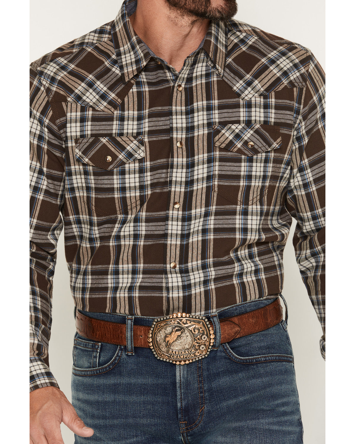 Cody James Men's Mud Pit Plaid Print Long Sleeve Snap Flannel Shirt