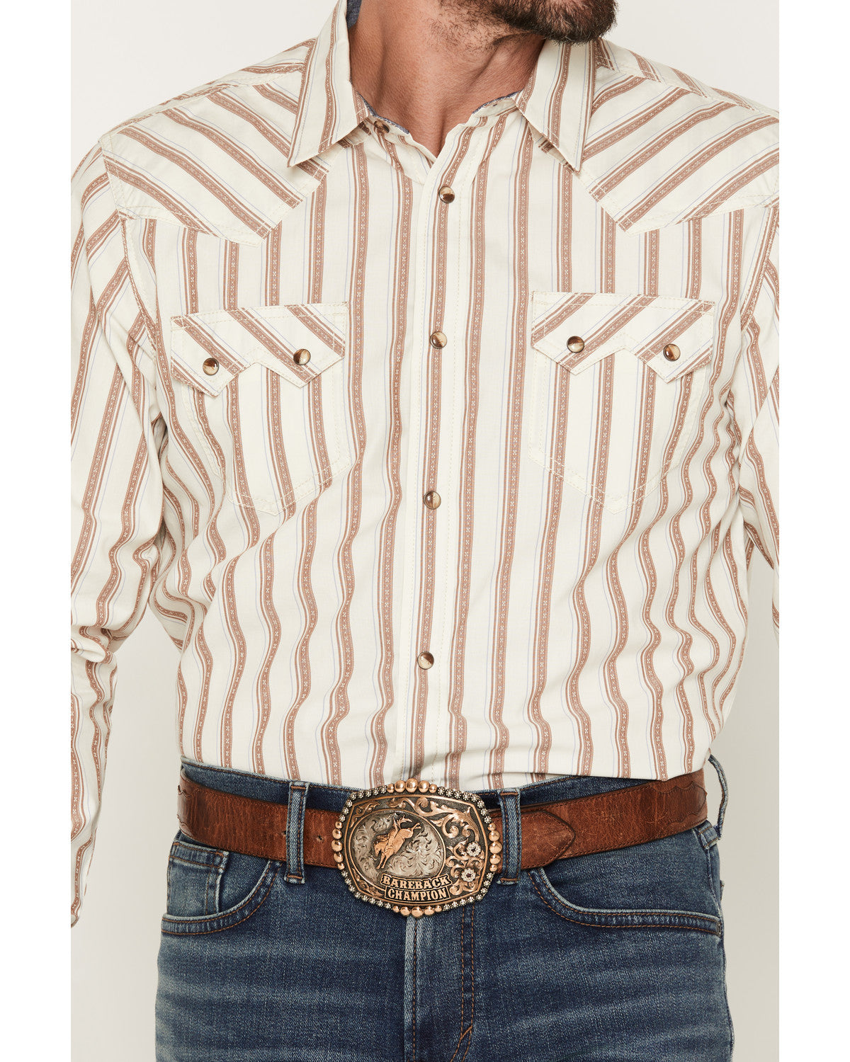 Cody James Men's Trigger Striped Print Long Sleeve Snap Western Shirt
