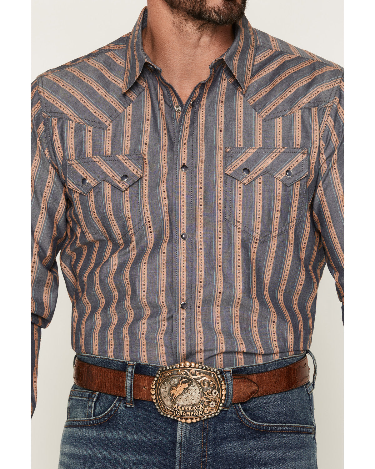 Cody James Men's Trigger Striped Print Long Sleeve Snap Western Shirt