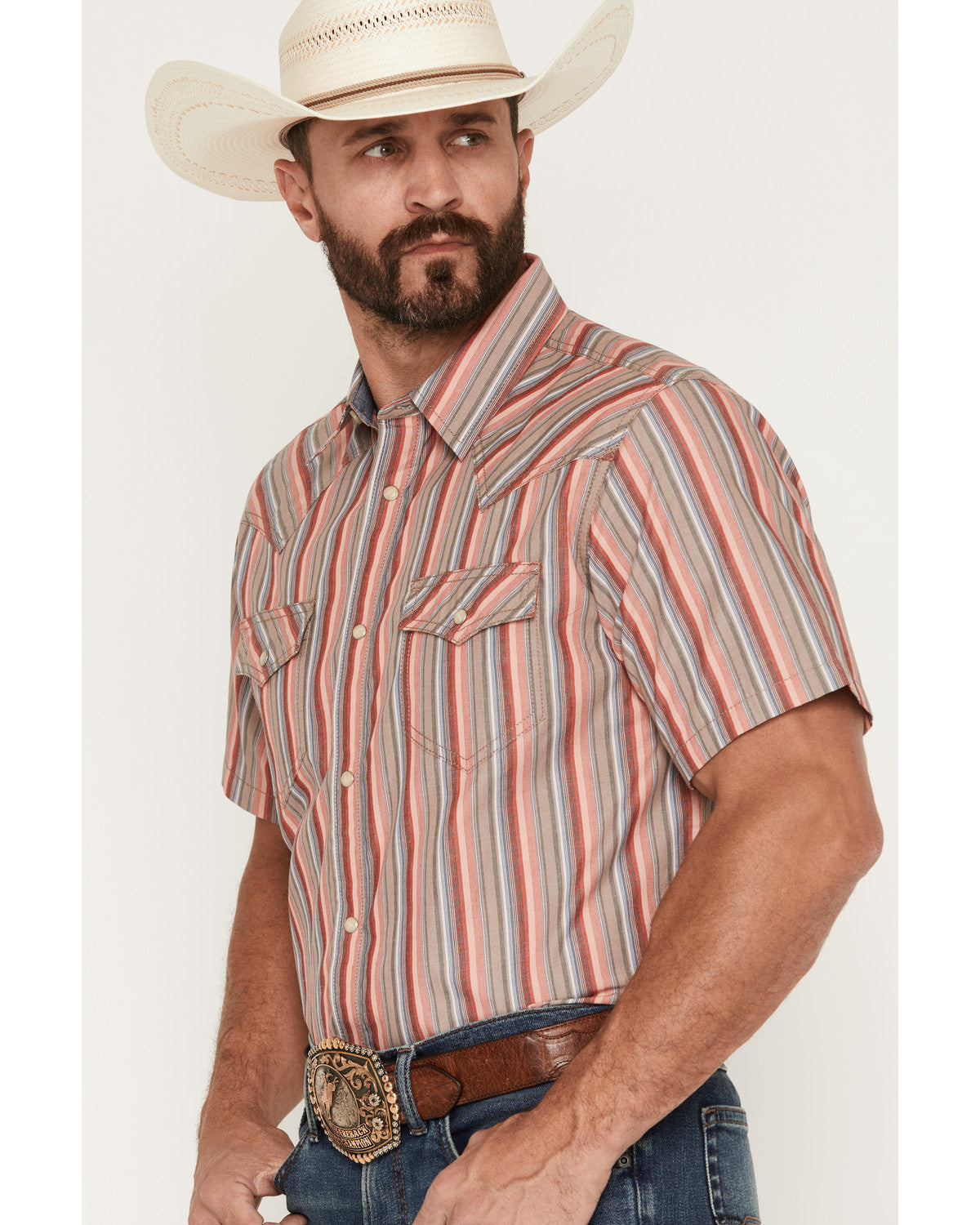 Cody James Men's Old Skool Striped Short Sleeve Snap Western Shirt