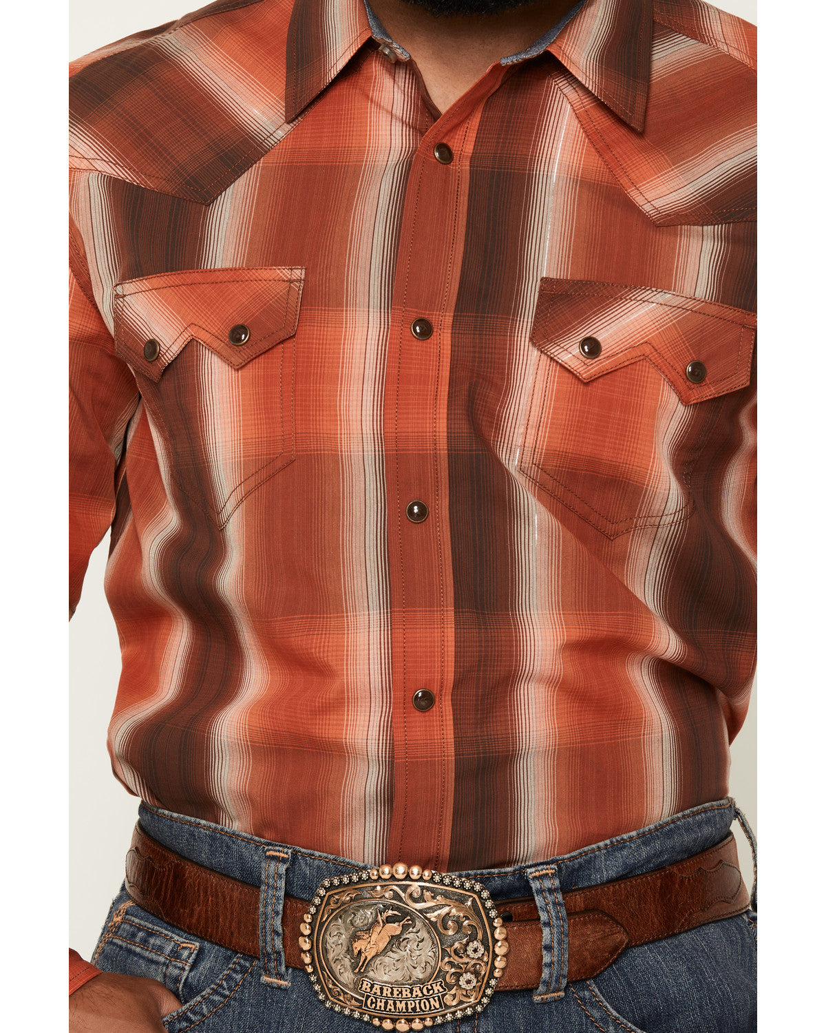 Cody James Men's Lure Lurex Plaid Print Long Sleeve Snap Stretch Weste