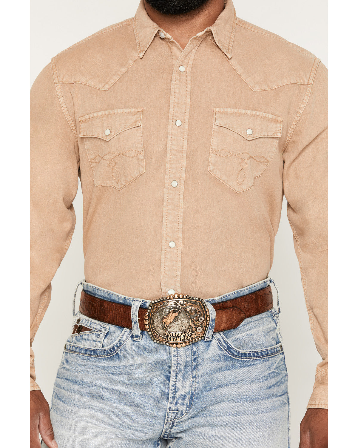 Cody James Men's Solid Long Sleeve Snap Denim Western Shirt