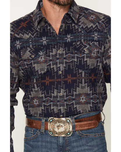 Cody James Men's Bowie Knife Southwestern Print Long Sleeve Snap Flann