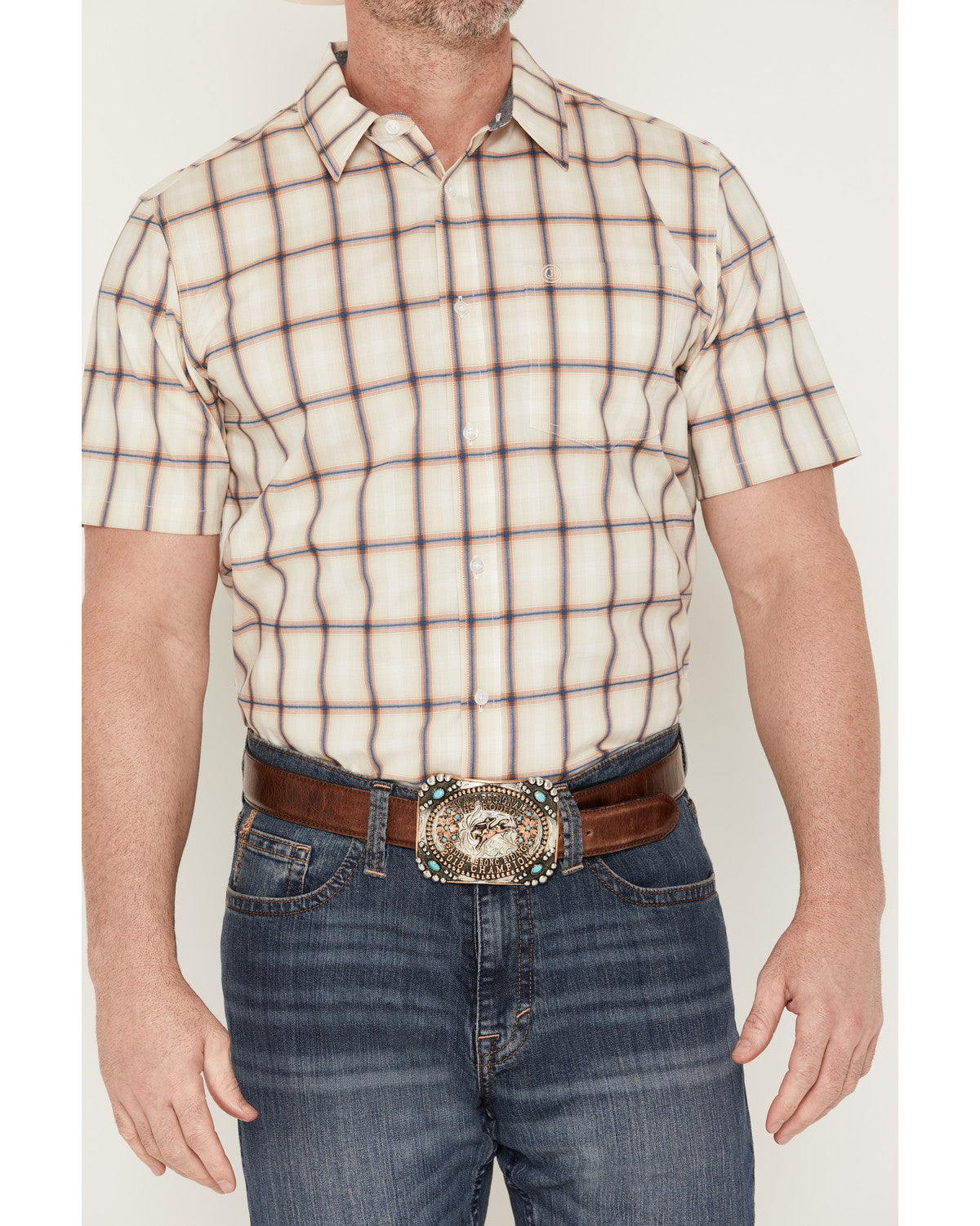 Cody James Men's Sunset Hour Plaid Print Short Sleeve Button-Down Stre