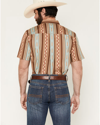 Cody James Men's Southwestern Stripe Print Short Sleeve Button-Down St