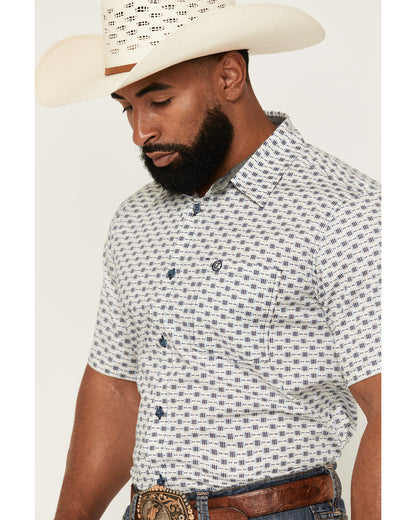 Cody James Men's Re Ride Geo Print Short Sleeve Button-Down Stretch We