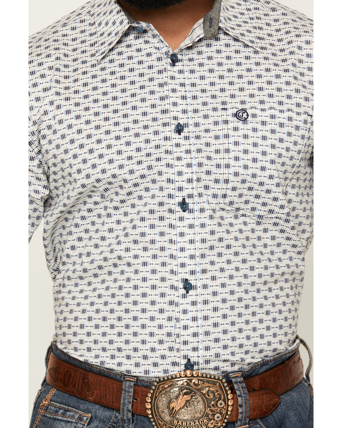 Cody James Men's Re Ride Geo Print Short Sleeve Button-Down Stretch We