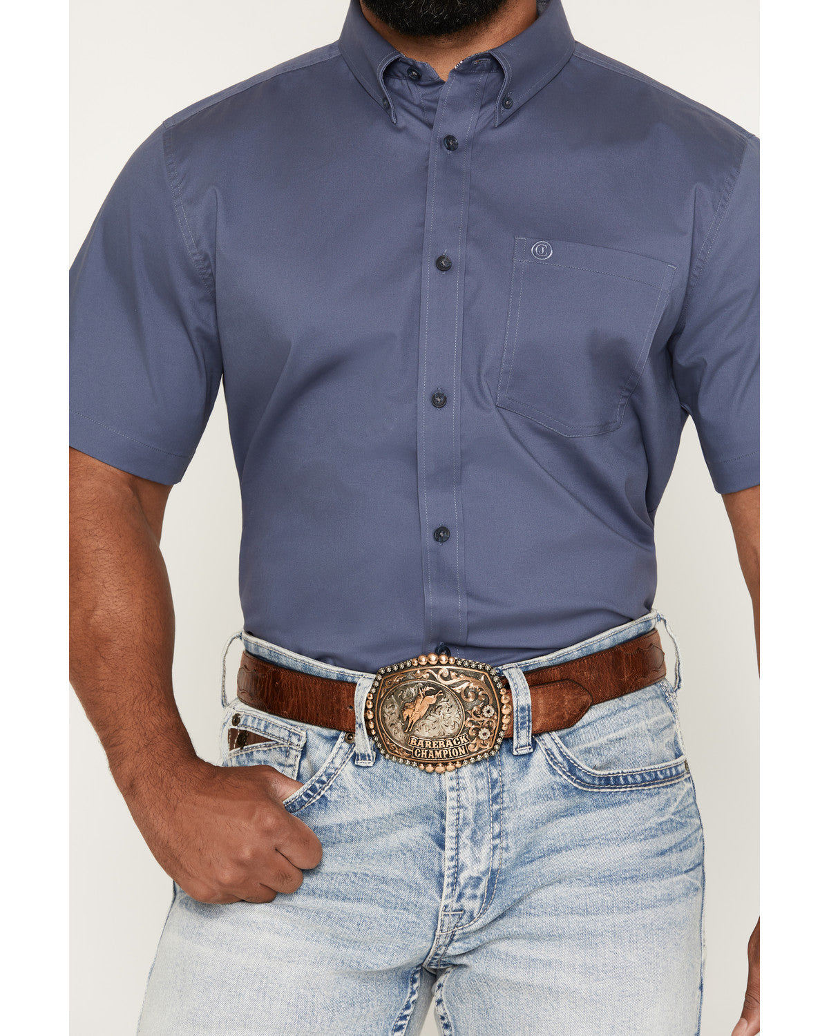 Cody James Men's Solid Twill Short Sleeve Button-Down Stretch Western