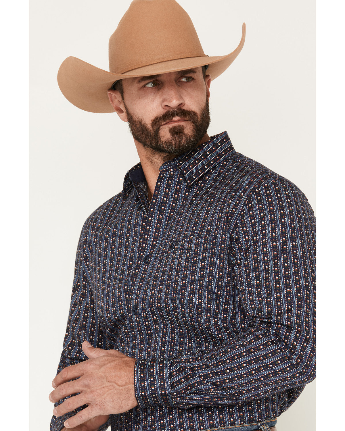 Cody James Men's Huckleberry Floral Striped Long Sleeve Button-Down St
